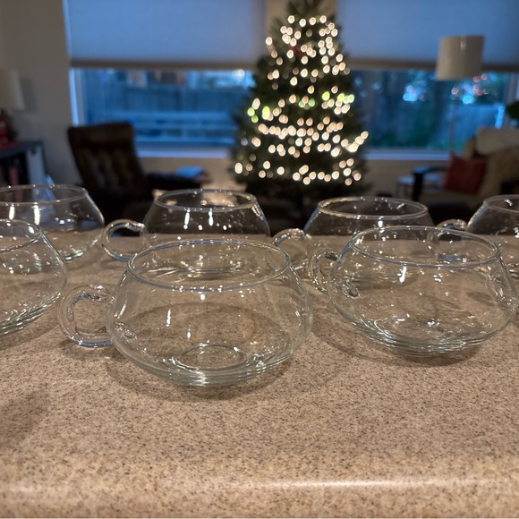 Vintage Riekes-Crisa Moderno hand-blown clear glass punch coupe cup SET of 9 - Picture 7 of 8